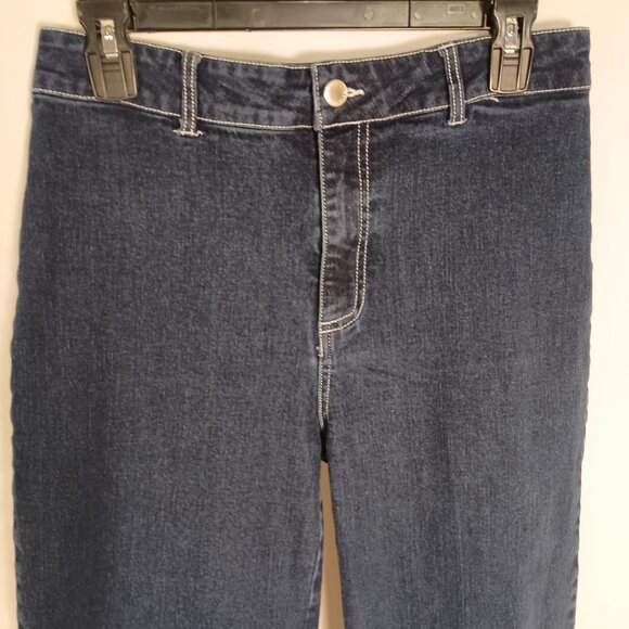 Avec Les Filles Wide Leg Jeans Dark Wash Stretch Denim Cropped Size 29 - Picture 2 of 7